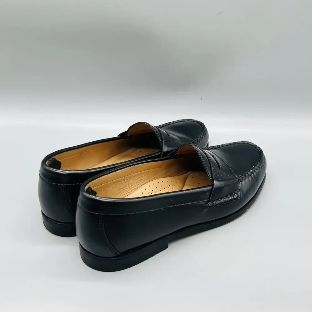 Johnston & Murphy Shoes Men 8.5 Black Leather Penny Loafers Slip On Dress Casual
